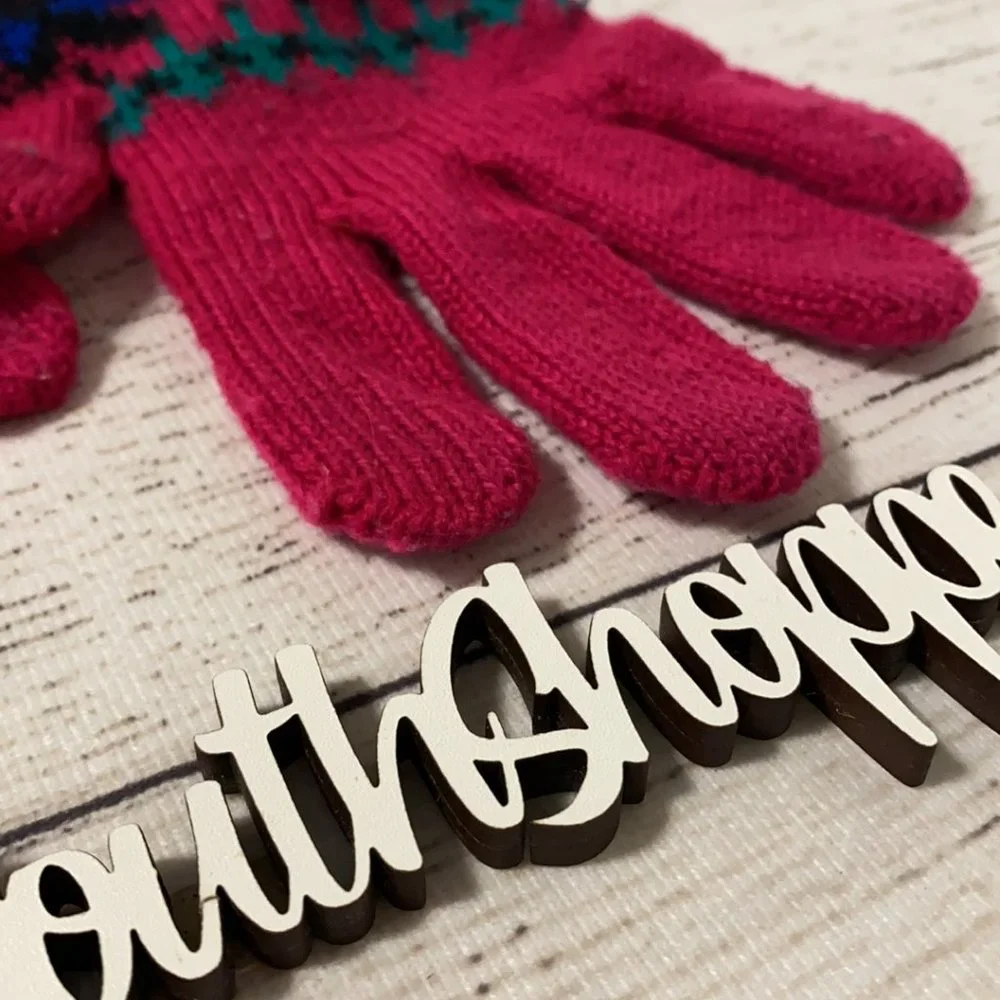 Vintage 90s Hot Pink Ugly Sweater Winter Gloves Mittens